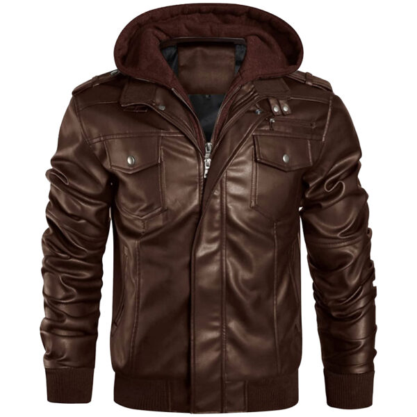 brown leather jacket