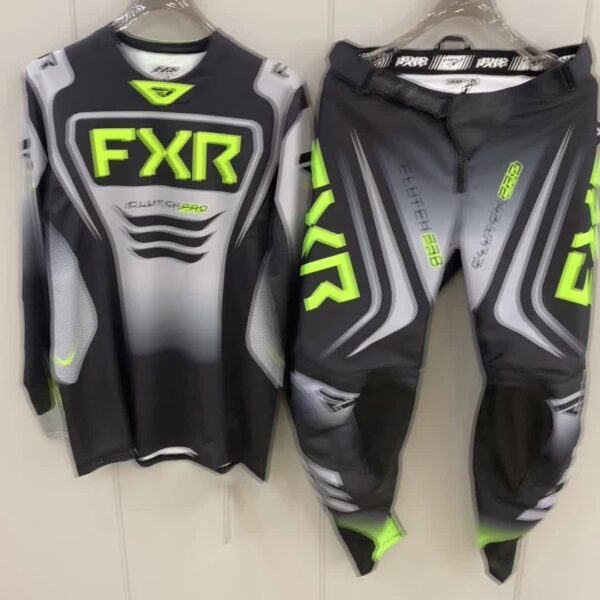 FXR Clutch Pro Black & Grey Motorcycle Racing Suit - Breathable, Loose Fit, Hi-Vis Outdoor Gear with Green Accents, Polyester & Spandex Blend, Outdoor Sports Gear|Modern Motorcycle Gear|Stretchy Material - Image 11