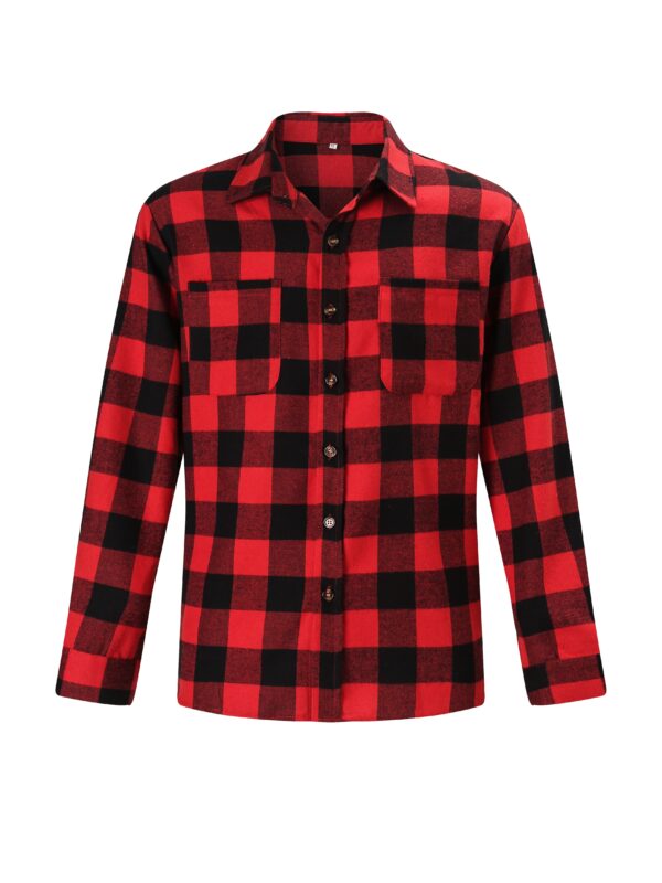 WarmthMax Long Sleeve Flannel Shirt - Soft Brushed Plaid Pattern, Comfy Lapel Design, Functional Pocket, Fall Winter Essential Outwear for Men - Image 3