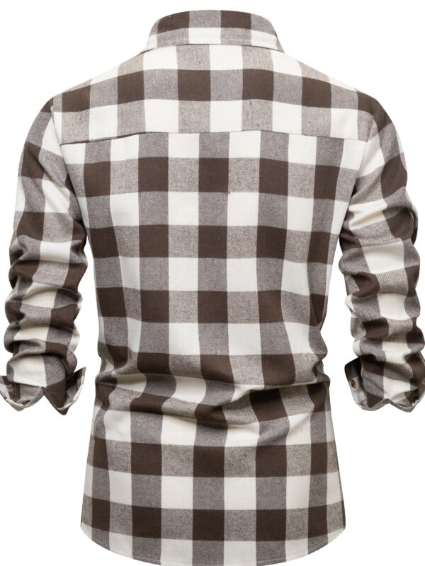 WarmthMax Long Sleeve Flannel Shirt - Soft Brushed Plaid Pattern, Comfy Lapel Design, Functional Pocket, Fall Winter Essential Outwear for Men - Image 9