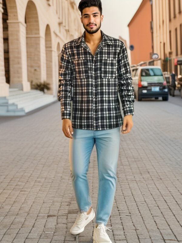 WarmthMax Long Sleeve Flannel Shirt - Soft Brushed Plaid Pattern, Comfy Lapel Design, Functional Pocket, Fall Winter Essential Outwear for Men - Image 2