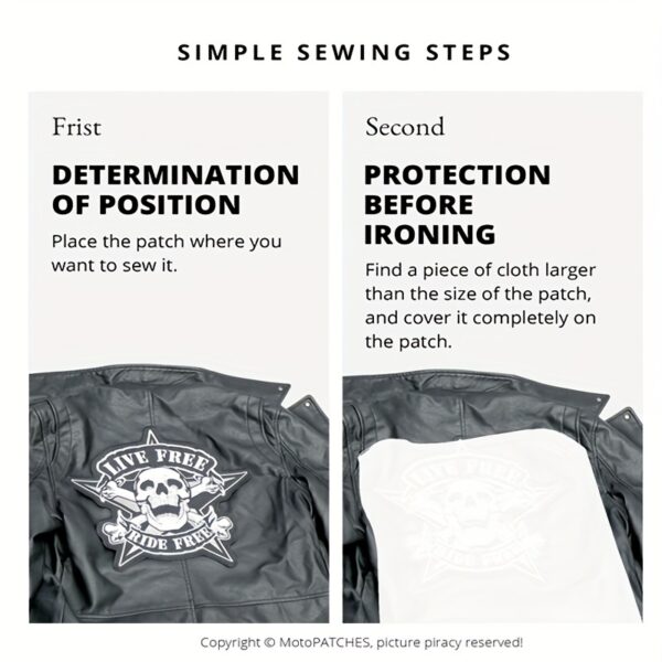 5pcs Black Embroidered Motorcycle Club Patches, Iron-On/Sew-On Appliques for DIY Jeans, Jackets & Backpacks - Image 7
