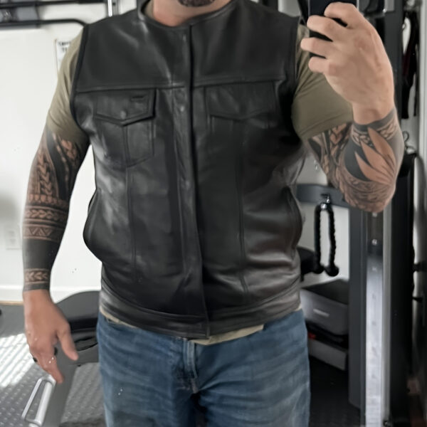 Spring Ride Mens Motorcycle Vest SOA Club Vest Black Biker Vest For Riding With Concealed Carry Pocket - Image 8