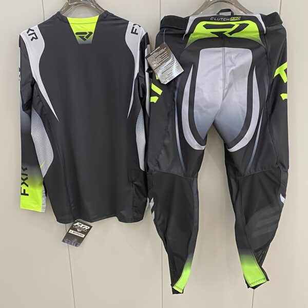 FXR Clutch Pro Black & Grey Motorcycle Racing Suit - Breathable, Loose Fit, Hi-Vis Outdoor Gear with Green Accents, Polyester & Spandex Blend, Outdoor Sports Gear|Modern Motorcycle Gear|Stretchy Material - Image 10