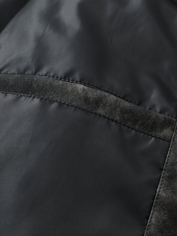 Men's Vintage-Inspired PU Leather Jacket - Black Distressed Design with Zippered Pockets, Casual Long Sleeve Outerwear for Spring and Fall - Image 9