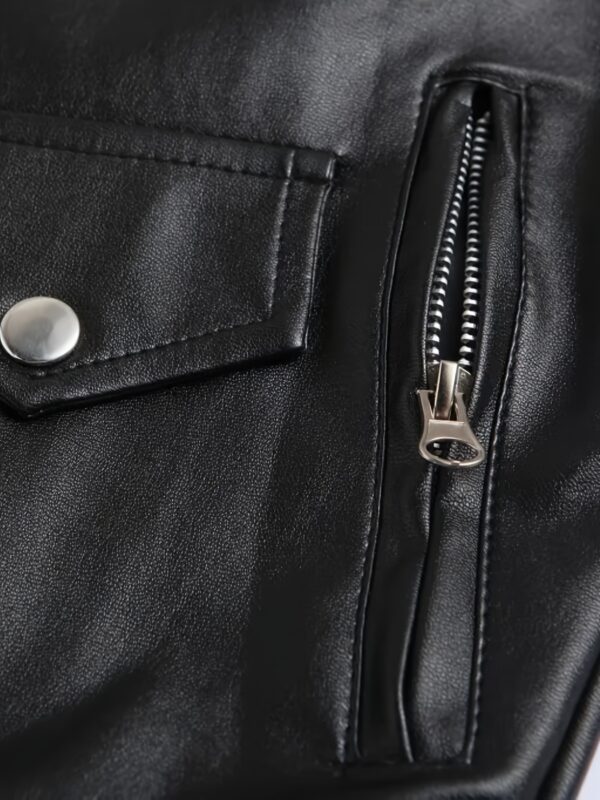 Slim-fit PU Leather Men's Sleeveless Vest Jacket with Zipper Pockets for Outdoor Activities, Street Style Lapel Zip Up - Image 4