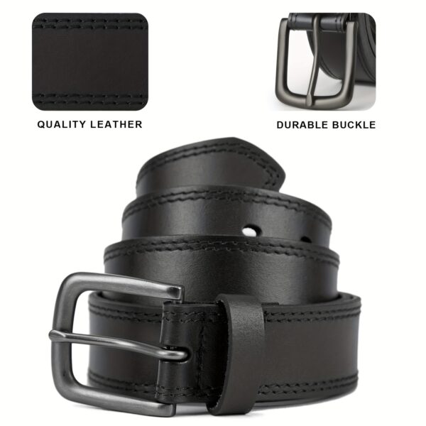 Men's Full Grain Leather Casual Every Day Jeans Belts, Handmade Men Leather Belt with Gift Box - Image 6