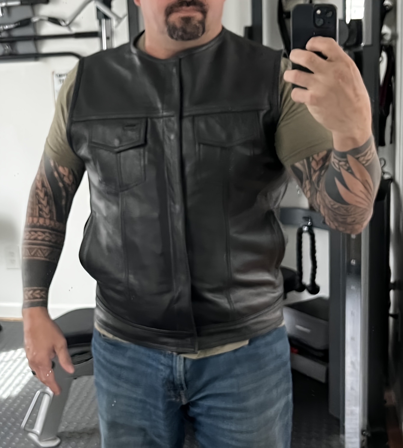 [SOA Biker Vest Multi Pockets ] Spring Ride Mens Motorcycle Vest SOA Club Vest Black Biker Vest For Riding With Concealed Carry Pocket