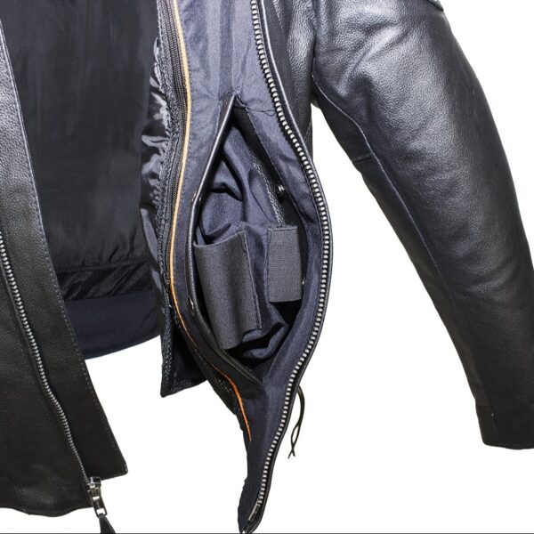 Men's Premium Cowhide Leather Jacket Vented Racer Motorcycle Jackets With Side Laces Zip-Up Biker Coat For Men - Image 7