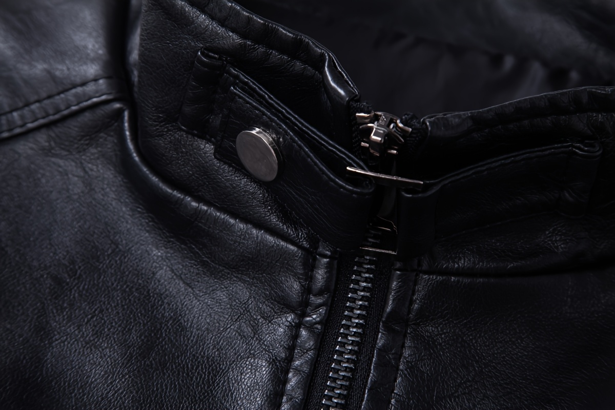 Men's PU Leather Motorcycle Vest - Slim Fit Sleeveless Jacket with Zippered Pockets, Stand Collar & Reinforced Straps, PU Leather & Polyester Blend for Biking, Casual, Daily Wear (Black)