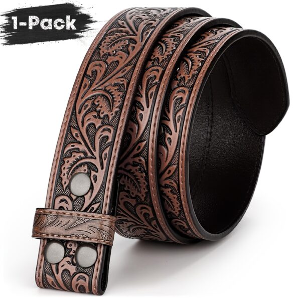 2-Pack Western Real Split Leather Belt Strap For Men & Women - Cowboy Cowgirl Belt Accessories - NO BUCKLE - For Everyday Wear & Special Occasions - Perfect Gift for Western Enthusiasts - Image 9