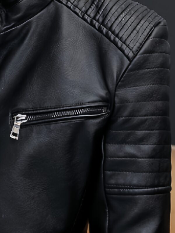 [Windproof Sports Jacket] Windproof Men's Casual Sports Jacket - Stand Collar, Motorcycle Style Outerwear, Polyester Fiber Jacket - Image 6