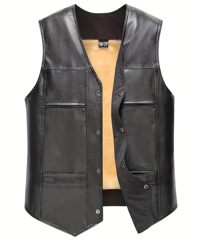 [Everyday Comfort] Men's Vest - Warm Fleece-Lined Winter Jacket with Zipper Pockets, Casual Sleeveless Outerwear for Fall/Winter
