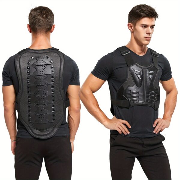 [1pc Durable Riding Body Armor] 1pc Men'S Durable Riding Body Armor - Woven Crew Neck Sleeveless Racing Jacket with Hook-and-Loop Closure - Uncharged Protective Gear for Road Riding - Ideal for Christmas & Birthday Gifts - Image 4
