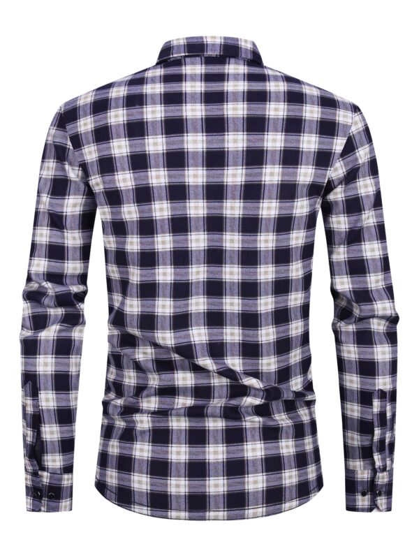 Men's Cozy Plaid Flannel Shirt - Thick, Warm Long Sleeve with Dual Pockets for Fall & Winter | Perfect Christmas Gift - Image 9