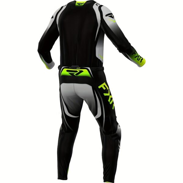 FXR Clutch Pro Black & Grey Motorcycle Racing Suit - Breathable, Loose Fit, Hi-Vis Outdoor Gear with Green Accents, Polyester & Spandex Blend, Outdoor Sports Gear|Modern Motorcycle Gear|Stretchy Material - Image 5