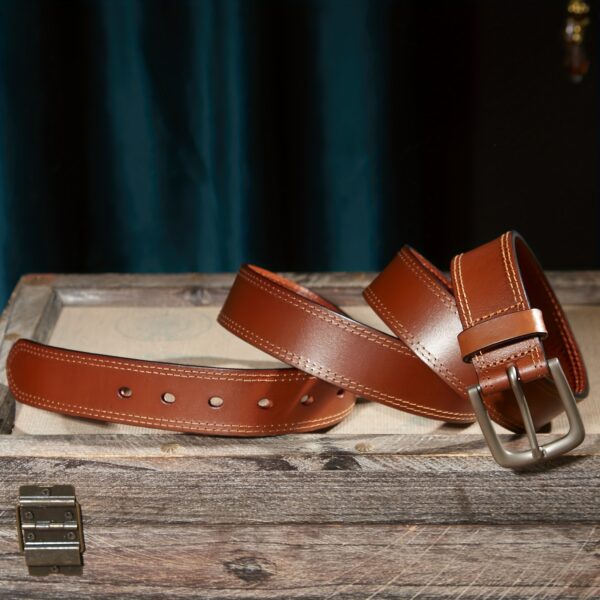 Men's Full Grain Leather Casual Every Day Jeans Belts, Handmade Men Leather Belt with Gift Box - Image 10