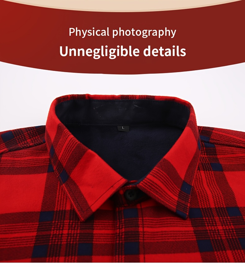 2025 New Arrival - Men'S Plaid Flannel Shirt with Fleece Lining, Casual Long-Sleeve Winter Shirt, Button-Up with Pockets, Perfect for Outdoor Activities and Holiday Gifts, Holiday Gift Shirt | Plaid Pattern Shirt | Polyester Lining, Winter Clothing, Thick