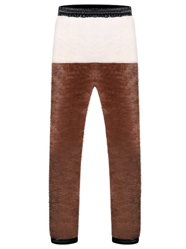 Men's Fleece Lined Solid PU Faux-Leather Pants, Casual Comfy Warm Winter Outdoor Trousers As Gift - Image 6
