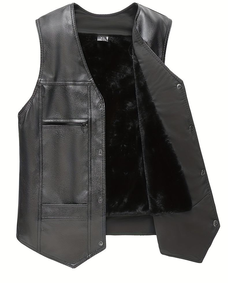 [Everyday Comfort] Men's Vest - Warm Fleece-Lined Winter Jacket with Zipper Pockets, Casual Sleeveless Outerwear for Fall/Winter