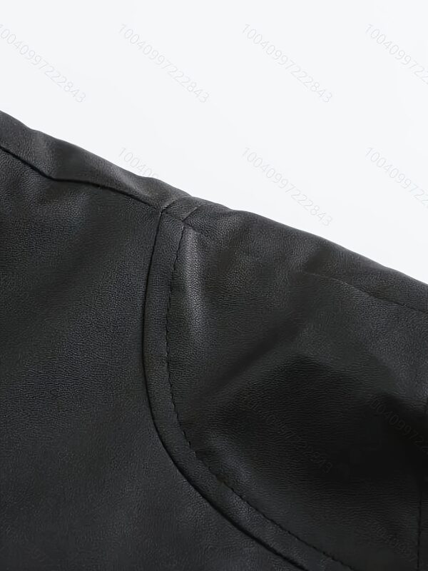[Winter Motorcycle Jacket] Autumn/Winter Men's Large Full Zipper Standing Neck Motorcycle Bomb Jacket Business Bicycle Coat - Image 8