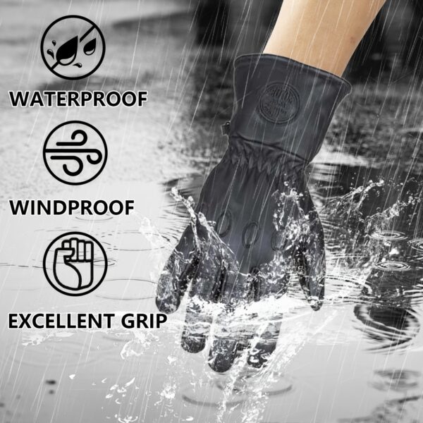 [Black Leather Motorcycle Gloves] Premium Black 1 Pair Men's Genuine Cowhide Leather Motorcycle Gloves - Warm, Comfortable Full Finger Design - Secure Wrist Closure for Road Racing, Cycling, Climbing & Power Sports - Image 5