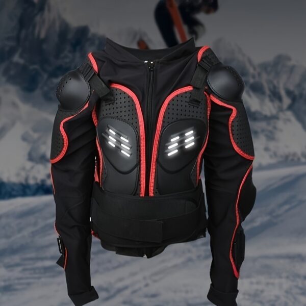 [Breathable Body Armor] Adjustable & Breathable Plus Size Motorcycle Body Armor - XL/2XL/3XL, Durable PP Material with Reflective Safety Strips, Hand-Washable, Secure Zip Closure for Riders, Motorcycle Accessories - Image 2