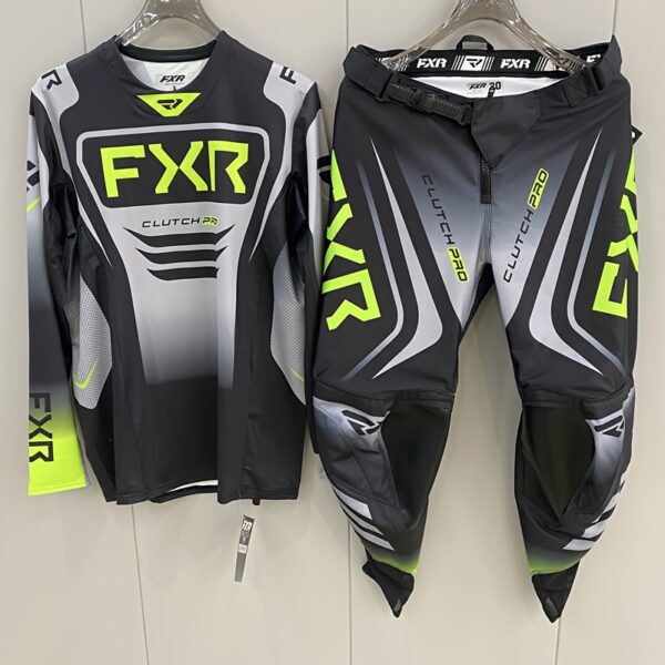 FXR Clutch Pro Black & Grey Motorcycle Racing Suit - Breathable, Loose Fit, Hi-Vis Outdoor Gear with Green Accents, Polyester & Spandex Blend, Outdoor Sports Gear|Modern Motorcycle Gear|Stretchy Material - Image 7