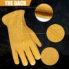 16 Pairs Cowhide Leather Gloves Bulk For Men Reinforced Palm Gardening Gloves Grain Leather Gloves For Work, Puncture, Construction, Driving - Image 4