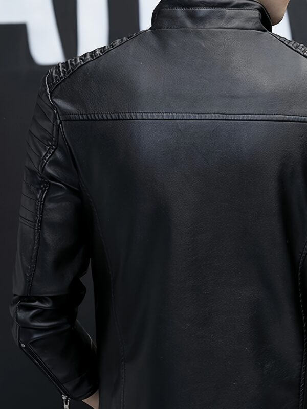 [Windproof Sports Jacket] Windproof Men's Casual Sports Jacket - Stand Collar, Motorcycle Style Outerwear, Polyester Fiber Jacket - Image 4
