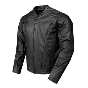 Men's Premium Cowhide Leather Jacket Vented Racer Motorcycle Jackets With Side Laces Zip-Up Biker Coat For Men