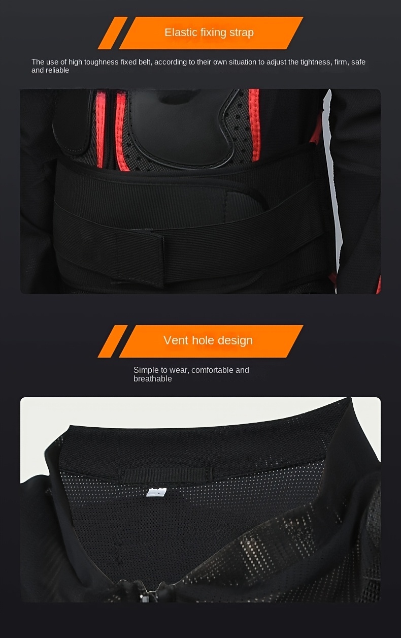[Breathable Body Armor] Adjustable & Breathable Plus Size Motorcycle Body Armor - XL/2XL/3XL, Durable PP Material with Reflective Safety Strips, Hand-Washable, Secure Zip Closure for Riders, Motorcycle Accessories