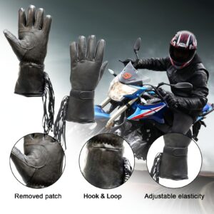 1 Pair Of Men'S Black Genuine Premium Cowhide Leather Motorcycle Full Finger Gloves All Leather Motorcycle Gauntlet Glove, Road Racing, Cycling, Climbing, Powersports Gloves