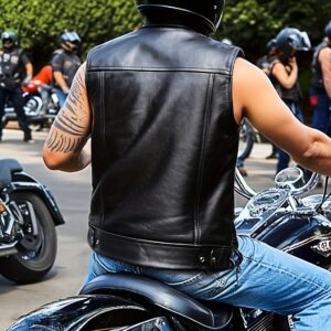 Casual Button-Up Vests Made of Faux Leather for Both Men And Women, Featuring a Lapel And a Short Design Suitable for Any Season. This Motorcycle Jacket Allows for The Addition of Personalized Embroidered Patches, Making It a Great Gift for Holidays Or Anniversaries.