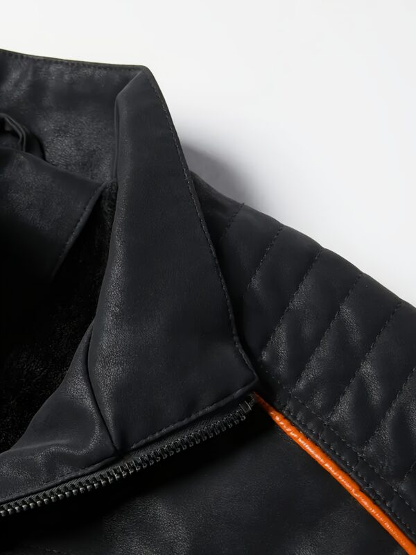 Men'S Zippered PU Thermal Jacket Motorcycle Motorcycle Clothing - Image 4