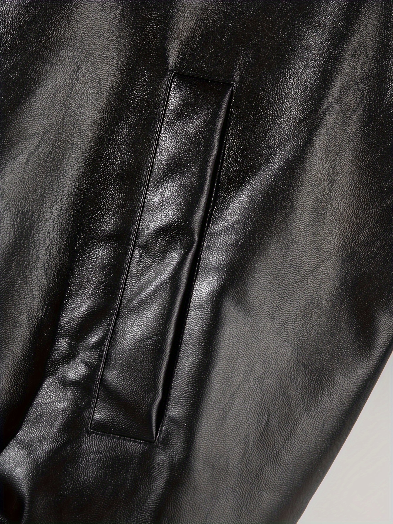 Men's Solid Color PU Leather Bomber Jacket, Casual Comfortable Fleece-Lined Lapel Long Sleeve Outerwear with Zipper Closure, Polyester Lining, and Aviation-Inspired Design for Fall/Winter Outdoor Activities, Outdoor Casual Wear | Aviationinspired Jacket | Durable Outdoor Wear