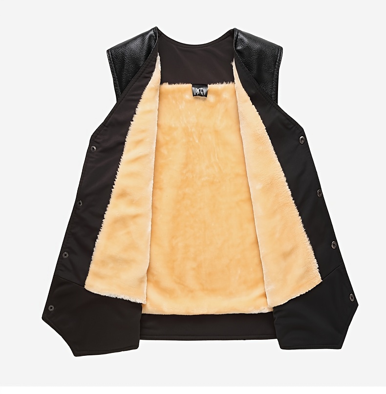 [Everyday Comfort] Men's Vest - Warm Fleece-Lined Winter Jacket with Zipper Pockets, Casual Sleeveless Outerwear for Fall/Winter
