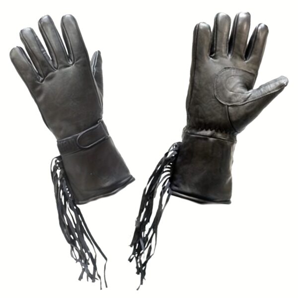 1 Pair Of Men'S Black Genuine Premium Cowhide Leather Motorcycle Full Finger Gloves All Leather Motorcycle Gauntlet Glove, Road Racing, Cycling, Climbing, Powersports Gloves - Image 5