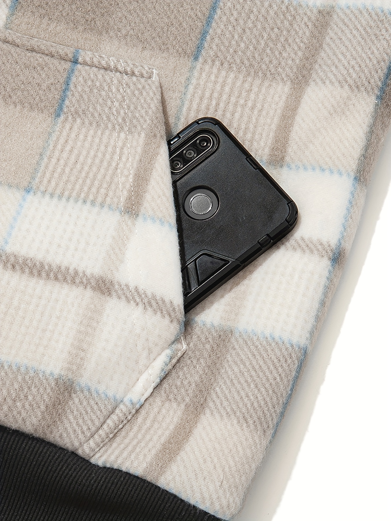 [Cozy Fleece Jacket] Cozy & Warm Men's Heavyweight Fleece Hooded Jacket - Full Zip Plaid Flannel Shirt with Sherpa Lining, Pockets, and Adjustable Drawstrings for Fall/Winter