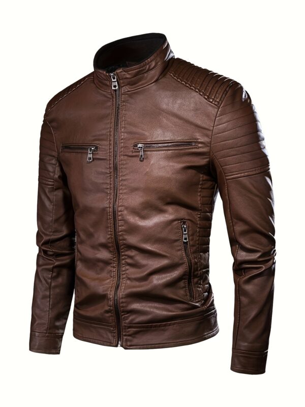 [Windproof Sports Jacket] Windproof Men's Casual Sports Jacket - Stand Collar, Motorcycle Style Outerwear, Polyester Fiber Jacket