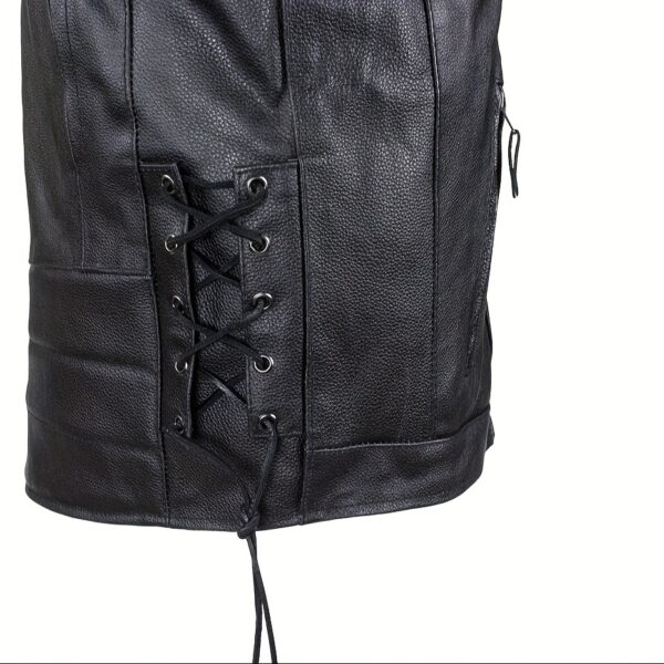 Men's Premium Cowhide Leather Jacket Vented Racer Motorcycle Jackets With Side Laces Zip-Up Biker Coat For Men - Image 8