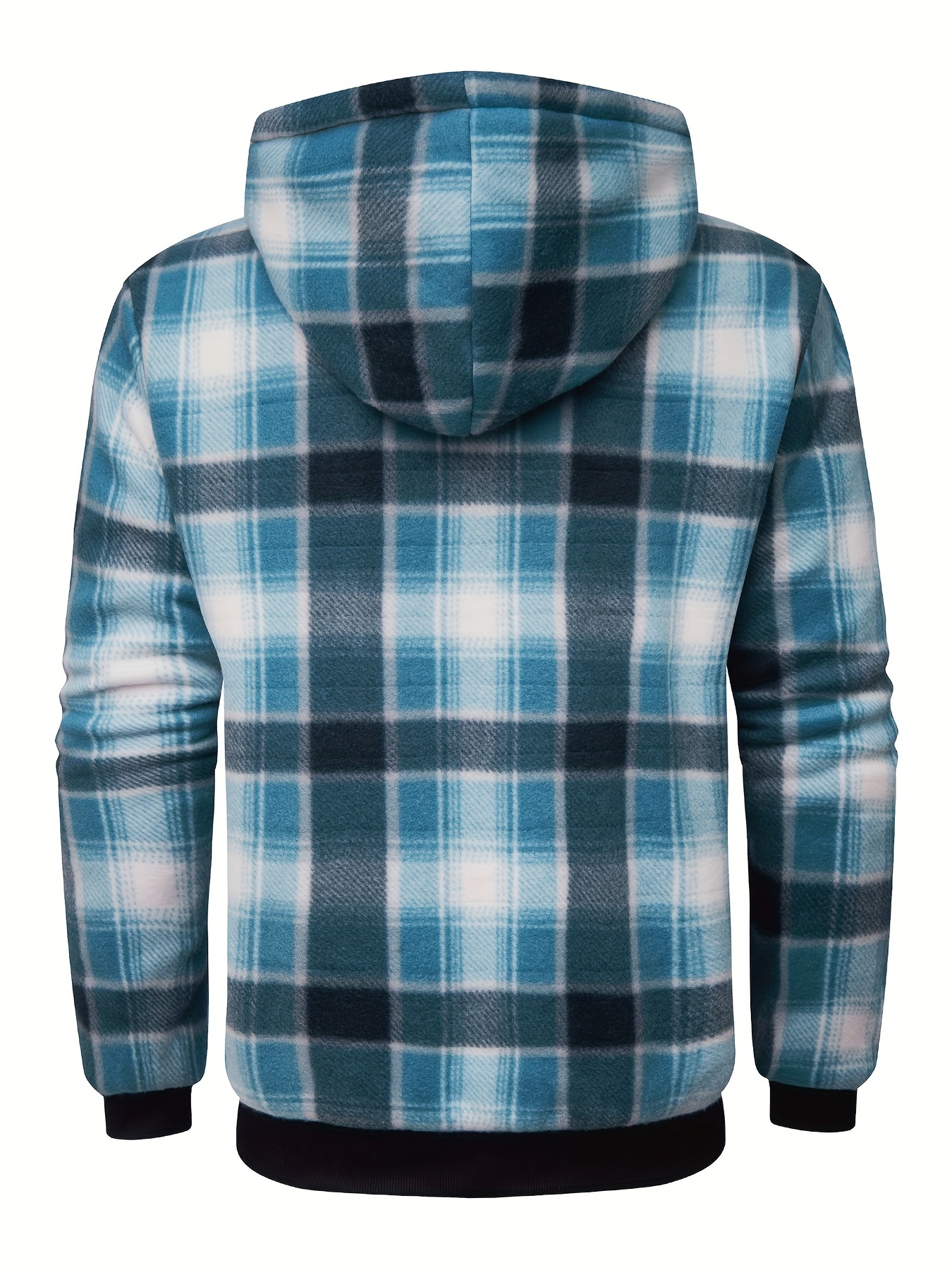 [Cozy Fleece Jacket] Cozy & Warm Men's Heavyweight Fleece Hooded Jacket - Full Zip Plaid Flannel Shirt with Sherpa Lining, Pockets, and Adjustable Drawstrings for Fall/Winter