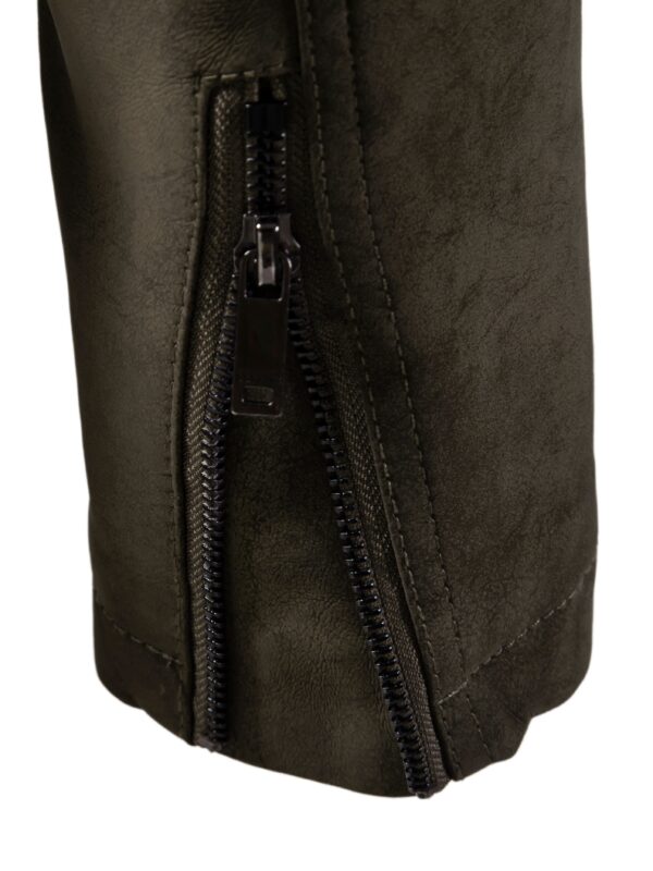 Men's Imitation Suede PU Leather Street Style Stylish Retro Bomber Jacket - Image 10