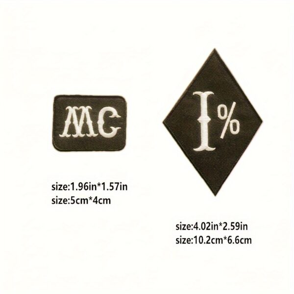 5pcs Black Embroidered Motorcycle Club Patches, Iron-On/Sew-On Appliques for DIY Jeans, Jackets & Backpacks - Image 6