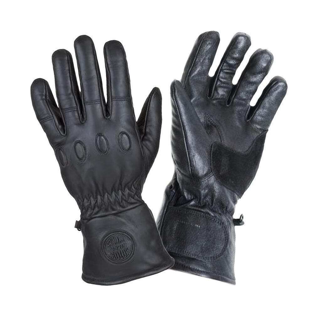 [Black Leather Motorcycle Gloves] Premium Black 1 Pair Men's Genuine Cowhide Leather Motorcycle Gloves - Warm, Comfortable Full Finger Design - Secure Wrist Closure for Road Racing, Cycling, Climbing & Power Sports
