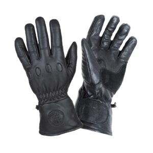 [Black Leather Motorcycle Gloves] Premium Black 1 Pair Men's Genuine Cowhide Leather Motorcycle Gloves - Warm, Comfortable Full Finger Design - Secure Wrist Closure for Road Racing, Cycling, Climbing & Power Sports