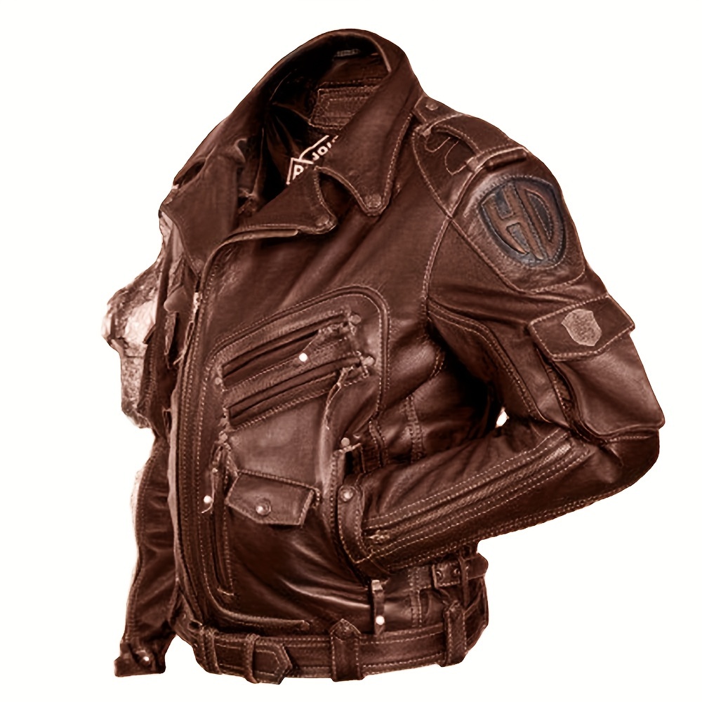 Men'S Jacket Biker Jacket Outdoor Street Thermal Warm Spring, Fall, Winter, Summer Solid Color Streetwear Sporty Turndown Regular Black Brown Jacket