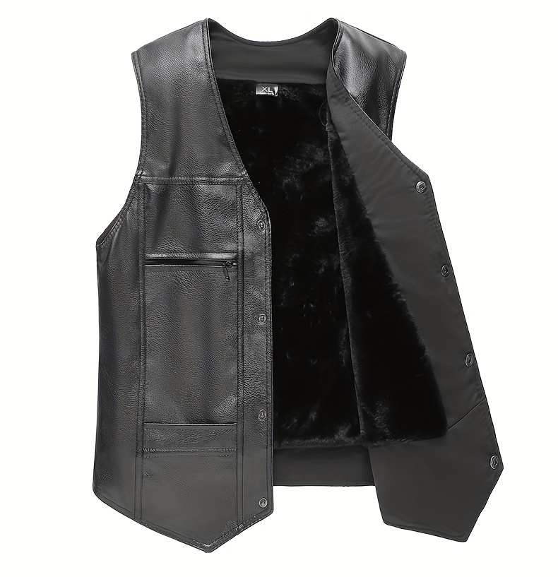 [Everyday Comfort] Men's Vest - Warm Fleece-Lined Winter Jacket with Zipper Pockets, Casual Sleeveless Outerwear for Fall/Winter