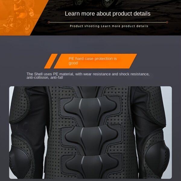 [Breathable Body Armor] Adjustable & Breathable Plus Size Motorcycle Body Armor - XL/2XL/3XL, Durable PP Material with Reflective Safety Strips, Hand-Washable, Secure Zip Closure for Riders, Motorcycle Accessories - Image 9