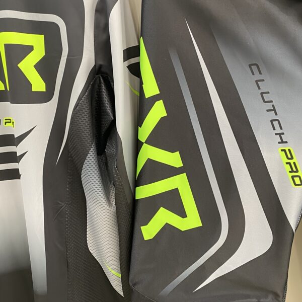 FXR Clutch Pro Black & Grey Motorcycle Racing Suit - Breathable, Loose Fit, Hi-Vis Outdoor Gear with Green Accents, Polyester & Spandex Blend, Outdoor Sports Gear|Modern Motorcycle Gear|Stretchy Material - Image 9